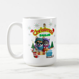 Cute dog and cat Christmas squad design  Coffee Mug