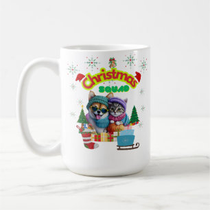 Cute dog and cat Christmas squad design Coffee Mug