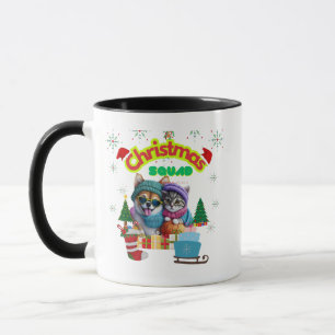 Cute dog and cat Christmas squad design  Mug