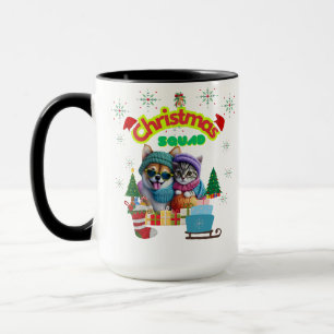 Cute dog and cat Christmas squad design  Mug