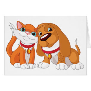 Cute Dog And Cat Greeting Cards