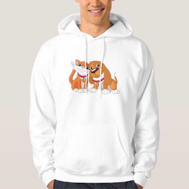 Cute Dog And Cat Mens Hoodie (Front)