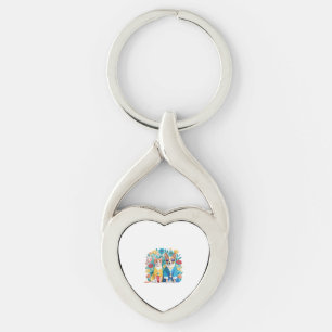 Cute dog and cat newlyweds wearing Korean hanbok.  Key Ring