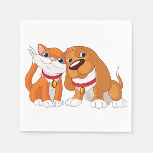 Cute Dog And Cat Paper Napkins
