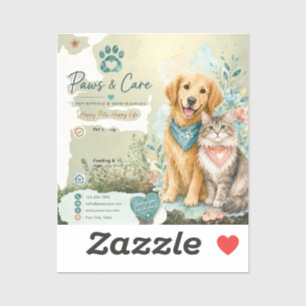 Cute Dog And Cat Pet Sitter Dog Walker Vinyl 