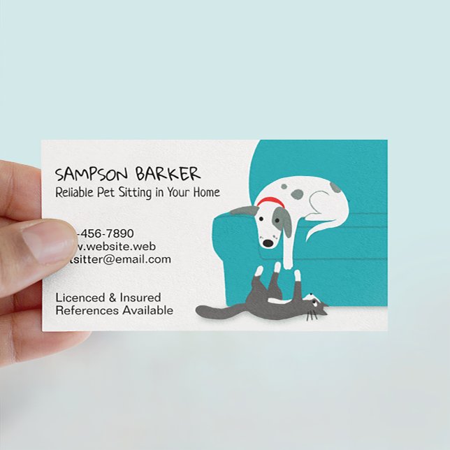 Cute Dog and Cat Pet Sitting | Animal Care Business Card (Creator Uploaded)