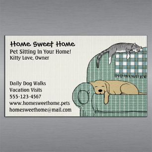 Cute Dog and Cat Pet Sitting Animal Care Services Magnetic Business Card