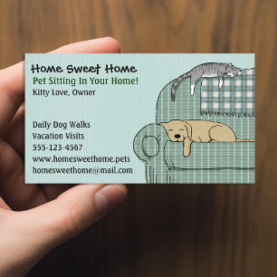 Cute Dog and Cat Pet Sitting - Animal Services Business Card