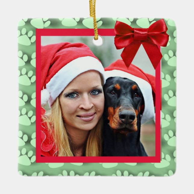 Cute Dog and Owner Christmas Ornament (Front)