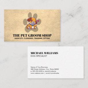 Cute Dog and Paw Logo Business Card