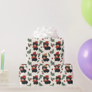 Cute Dog And Pines Christmas Wrapping Paper