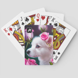 Cute Dog And Rose Collection Playing Cards