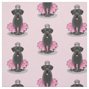 Cute Dog Ballet Princess Black Labrador Retriever Fabric