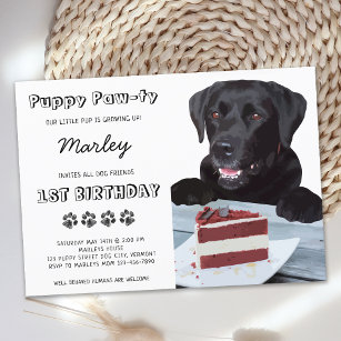Cute Dog Birthday Party Black Lab Puppy Invitation