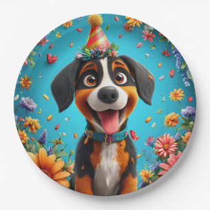 Cute Dog Birthday Party Celebration Fun Style 🎉 Paper Plate