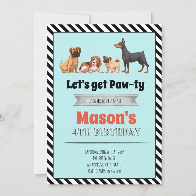 Cute dog birthday party invitation (Front)