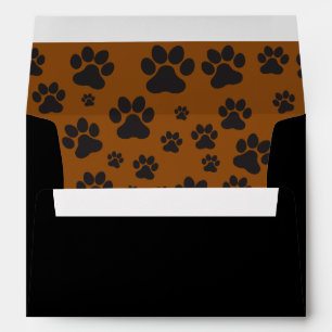 Cute dog black paw print and brown  envelope