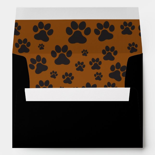 Cute dog black paw print and brown  envelope (Back (Bottom))
