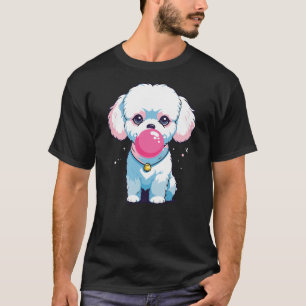 Cute Dog Blowing Pink Bubblegum Design . T-Shirt