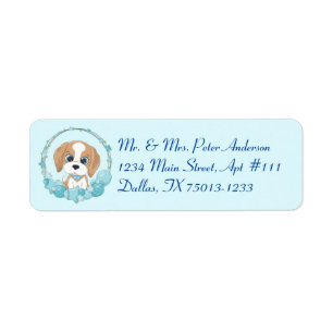 Cute Dog & Blue Star Balloon Themed Address Labels