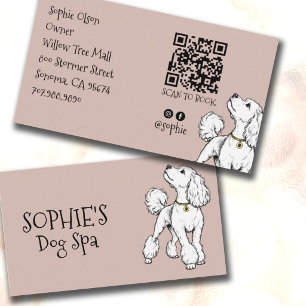 Cute Dog Blush Pink Grooming Spa QR Code Business Card