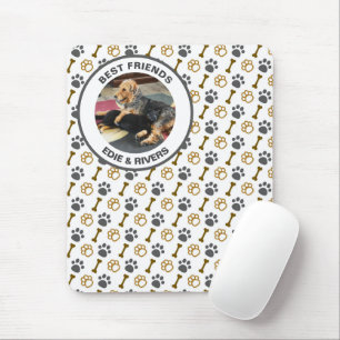 Cute Dog Bone and Foot Prints Mousepad