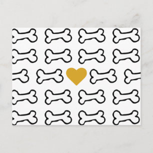Cute Dog Bone w Heart of Gold Postcard