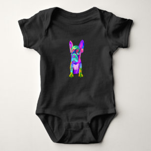 Cute Dog Breed, Colored Bulldog French Gift Baby Bodysuit