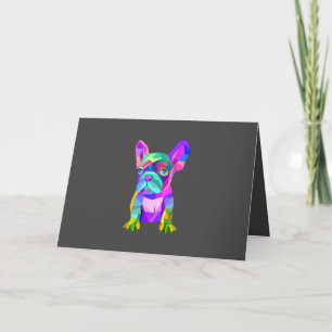 Cute Dog Breed, Coloured Bulldog French Gift Holiday Card