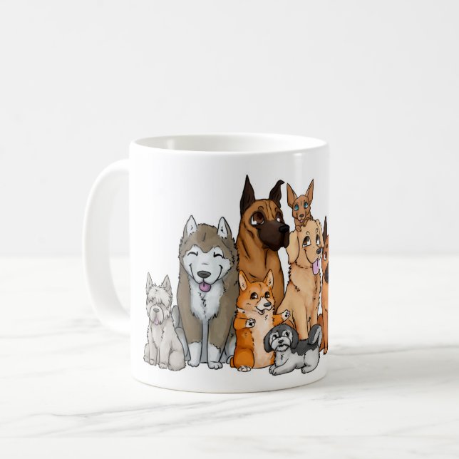 Cute Dog Breeds Coffee Mug (Front Left)