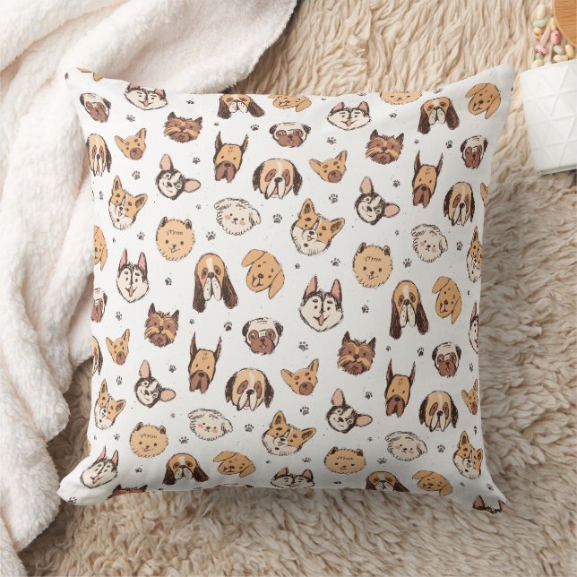 Cute Dog Breeds Pattern  Cushion (Blanket)