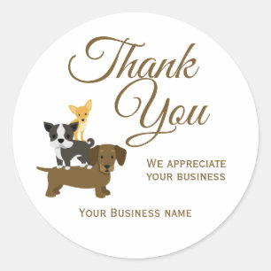 Cute Dog Business Thank You  Classic Round Sticker
