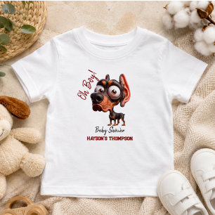 Cute Dog Caricatures Baby Shower for Boy T-Shirt
