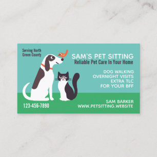 Cute Dog Cat and Bird Animal Lover's Pet Sitting Business Card