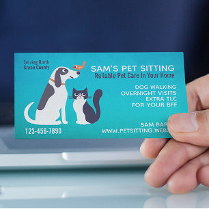 Cute Dog Cat and Bird Animal Lover's Pet Sitting Business Card