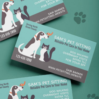 Cute Dog Cat and Bird | Animal Lover's Pet Sitting Business Card