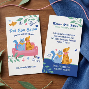 Cute Dog Cat Groomer Pet Animal Care Spa Salon Business Card