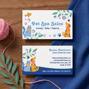 Cute Dog Cat Groomer Pet Animal Care Spa Salon Business Card