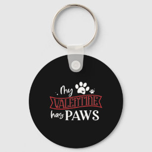 Cute Dog Cat Lover My Valentine Has Paws Key Ring