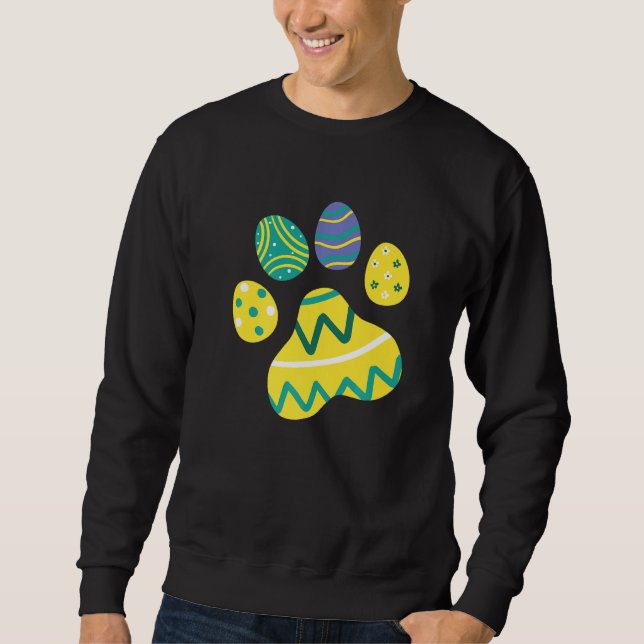 Cute Dog Cat Paw Easter Eggs Dog Cat Easter Day Pe Sweatshirt (Front)