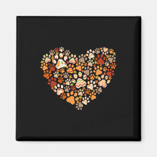 Cute Dog Cat Paw Print Pumpkin Autumn Leaf Fall Th Magnet