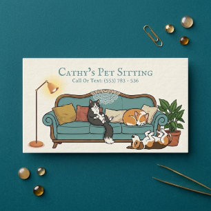 Cute Dog Cat Pet Sitter Animal Lover Business Card