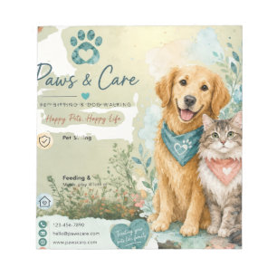 Cute Dog & Cat Pet Sitter Dog Walker Notepad