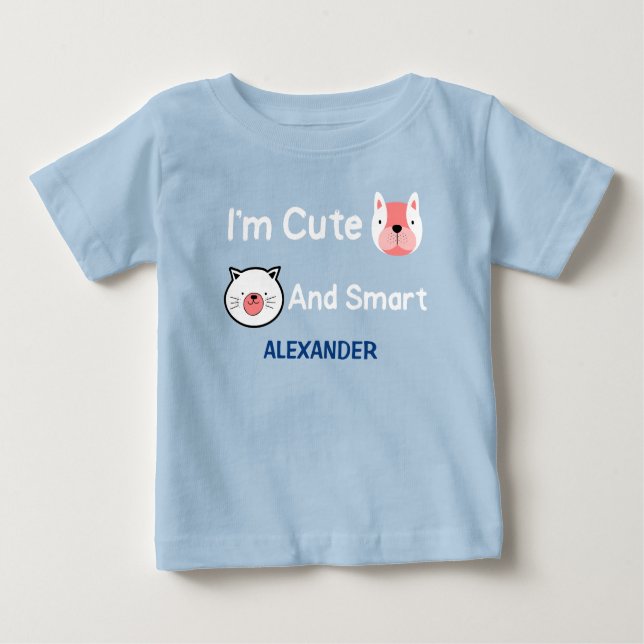Cute Dog Cat Pets Animals Personalise  Baby T-Shirt (Front)