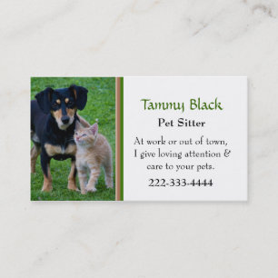 Cute Dog & Cat Photo Pet Care Business Card