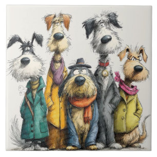 Cute dog characters tile
