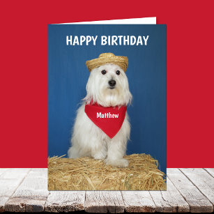 Cute Dog Child Birthday Card with Name and Age