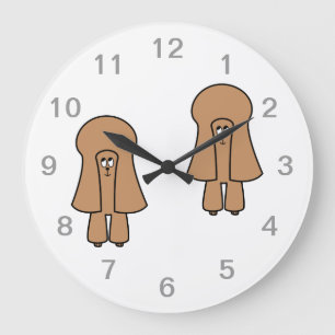 Cute Dog. Chocolate Brown Miniature / Toy Poodle. Large Clock