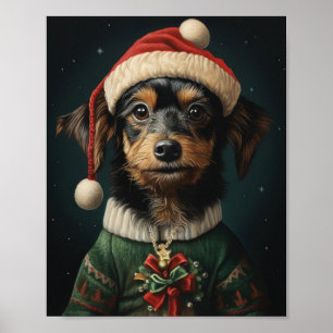 Cute Dog Christmas Art: Adorable Holiday Pup Poster
