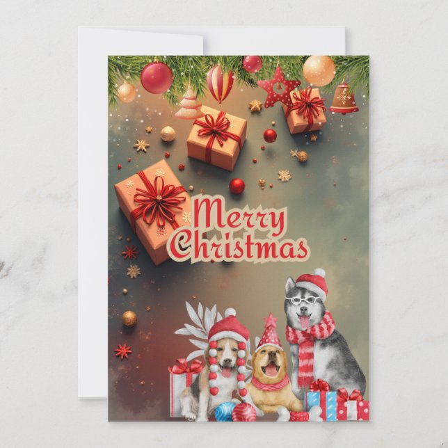 Cute Dog Christmas Card ♡ (Front)